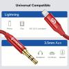 imageSYNCWIRE Lightning to 35mm iPhone Aux Cord 33FT Apple MFI Certified Aux Cord for iPhone Car Stereo Compatible with iPhone 14131211 Pro MaxProPlusMiniXRXS8 Plus  RedRed