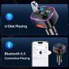 imageSyncwire Bluetooth 54 FM Transmitter Car Adapter 48W PD 36W ampamp 12W Light Switch HiFi Bass Sound Fast Charging Wireless Radio Music Adapter LED Display HandsFree Calling Support USB DriveBlack
