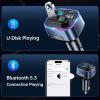 imageSyncwire Bluetooth 54 FM Transmitter Car Adapter 48W PD 36W ampamp 12W Light Switch HiFi Bass Sound Fast Charging Wireless Radio Music Adapter LED Display HandsFree Calling Support USB DriveDark Blue