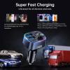 imageSyncwire Bluetooth 54 FM Transmitter Car Adapter 48W PD 36W ampamp 12W Light Switch HiFi Bass Sound Fast Charging Wireless Radio Music Adapter LED Display HandsFree Calling Support USB DriveDark Blue