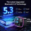 imageSyncwire Bluetooth 54 FM Transmitter Car Adapter 48W PD 36W ampamp 12W Light Switch HiFi Bass Sound Fast Charging Wireless Radio Music Adapter LED Display HandsFree Calling Support USB DriveBlack