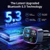 imageSyncwire Bluetooth 54 FM Transmitter Car Adapter 48W PD 36W ampamp 12W Light Switch HiFi Bass Sound Fast Charging Wireless Radio Music Adapter LED Display HandsFree Calling Support USB DriveDark Blue