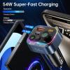 imageSyncwire Bluetooth 54 FM Transmitter Car Adapter 54W PD 36W ampamp 18W Stronger Dual Mics Light Switch HiFi Bass Sound Fast Charging Wireless Radio Receiver HandsFree Calling LED DisplayBlue