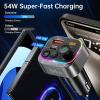 imageSyncwire Bluetooth 54 FM Transmitter Car Adapter 54W PD 36W ampamp 18W Stronger Dual Mics Light Switch HiFi Bass Sound Fast Charging Wireless Radio Receiver HandsFree Calling LED DisplaySilver