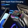 imageSyncwire Bluetooth 54 FM Transmitter Car Adapter 54W PD 36W ampamp 18W Stronger Dual Mics Light Switch HiFi Bass Sound Fast Charging Wireless Radio Receiver HandsFree Calling LED DisplayBlack