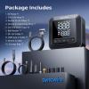 imageSyncwire Tire Inflator Portable Air Compressor 150PSI Air Pump for Car Tires 3X Faster Inflation Electric Smart Tire Pump with ExtraLarge LCD Dual Value Display Free Car Tire Valve Caps AutoOffBlack