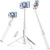 imageSYNCWIRE 55quot Selfie Stick Tripod Allinone Extendable Aluminum Phone Tripod with Rechargeable Bluetooth Remote Compatible with iPhone and More 477 inch SmartphonesWhite