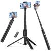 imageSYNCWIRE 55quot Selfie Stick Tripod Allinone Extendable Aluminum Phone Tripod with Rechargeable Bluetooth Remote Compatible with iPhone and More 477 inch SmartphonesBlack