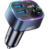 imageSyncwire Bluetooth 54 FM Transmitter Car Adapter 48W PD 36W ampamp 12W Light Switch HiFi Bass Sound Fast Charging Wireless Radio Music Adapter LED Display HandsFree Calling Support USB DriveDark Blue