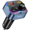 imageSyncwire Bluetooth 54 FM Transmitter Car Adapter 54W PD 36W ampamp 18W Stronger Dual Mics Light Switch HiFi Bass Sound Fast Charging Wireless Radio Receiver HandsFree Calling LED DisplayBlue