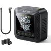 imageSyncwire Tire Inflator Portable Air Compressor 150PSI Air Pump for Car Tires 3X Faster Inflation Electric Smart Tire Pump with ExtraLarge LCD Dual Value Display Free Car Tire Valve Caps AutoOffCarbon Fiber