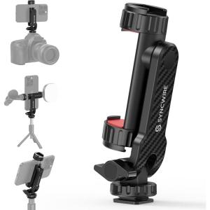 imageSYNCWIRE Tripod Phone Mount Universal Smartphone Mount Adapter with 2 Cold Shoe and 14quot Screw 360 Rotates and 180 Tilts Adjustable Cell Phone Clamp Holder for Enhancing Mobile Photography Setup