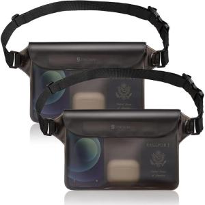 imageSYNCWIRE Waterproof Pouch Bag with Adjustable Waist Strap 2 Pack  IP68 Waterproof Waist Bag Screen Touchable Dry Bag with Adjustable Belt for Beach Swimming Boating Fishing Hiking etcBlackBlack