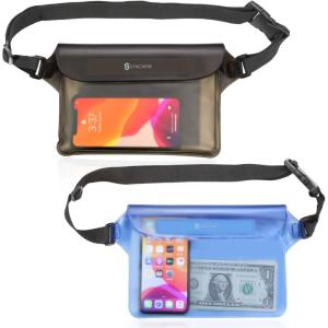 imageSYNCWIRE Waterproof Pouch Bag with Adjustable Waist Strap 2 Pack  IP68 Waterproof Waist Bag Screen Touchable Dry Bag with Adjustable Belt for Beach Swimming Boating Fishing Hiking etcBlue and black