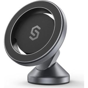 imageSYNCWIRE for MagSafe Car Mount  Kevlar Material Magnetic Phone Holder for Car Dash360 Rotation Strong Magnets Car Phone Holder Compatible iPhone 16 Pro Max 15 14 13Android MagSafe Car AccessoriesSpace Gray