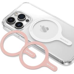 imageSYNCWIRE for MagSafe Sticker 3 Pack Compatible with MagSafe Ring Metal Ring Support Wireless Charging Magnetic Ring for Phone Case Universal for iPhone Galaxy All Standard Cases2 Pink1 White