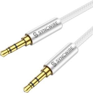 imageSyncwire 35mm Nylon Braided Aux Cable 33ft1mHiFi Sound Audio Auxiliary Input Adapter Male to Male Cord for Headphones Car Home Stereos Speaker iPhone iPad iPod Echo ampamp More  BlackSilver