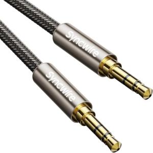 imageSyncwire 35mm Nylon Braided Aux Cable 33ft1mHiFi Sound Audio Auxiliary Input Adapter Male to Male Cord for Headphones Car Home Stereos Speaker iPhone iPad iPod Echo ampamp More  BlackGold Brown