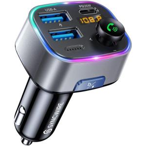 imageSyncwire Bluetooth 54 FM Transmitter Car Adapter 48W PD 36W ampamp 12W Light Switch HiFi Bass Sound Fast Charging Wireless Radio Music Adapter LED Display HandsFree Calling Support USB DriveSilver