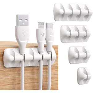imageSyncwire Cable Clips 5 Pack Gray Cord Organizer Cable Management Self Adhesive Cable Holder for Organizing Cable Cords Ideal for Home Office Cubicle Car Nightstand Desk AccessoriesWhite