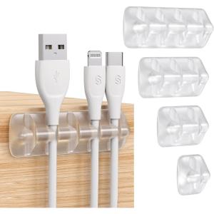 imageSyncwire Cable Clips 5 Pack Gray Cord Organizer Cable Management Self Adhesive Cable Holder for Organizing Cable Cords Ideal for Home Office Cubicle Car Nightstand Desk AccessoriesClear