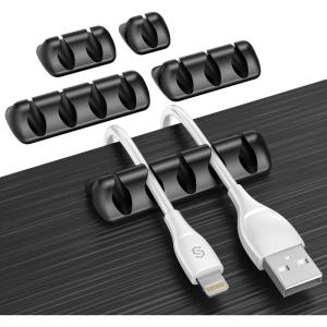 imageSyncwire Cable Clips 5 Pack Gray Cord Organizer Cable Management Self Adhesive Cable Holder for Organizing Cable Cords Ideal for Home Office Cubicle Car Nightstand Desk AccessoriesBlack