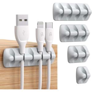 imageSyncwire Cable Clips 5 Pack Gray Cord Organizer Cable Management Self Adhesive Cable Holder for Organizing Cable Cords Ideal for Home Office Cubicle Car Nightstand Desk AccessoriesGray