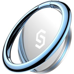 imageSyncwire Cell Phone Ring Holder Stand 360 Degree Rotation Universal Finger Ring Kickstand with Polished Metal Phone Grip for Magnetic Car Mount Compatible with iPhone Samsung LG Sony  GrayBlue