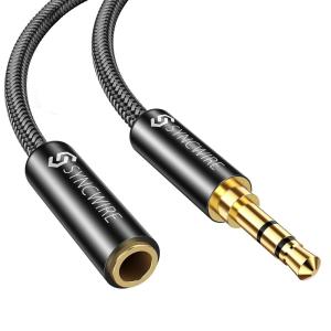 imageSyncwire Headphone Extension Cable  6FT HiFi SoundGold Plated JackTRS NylonBraided 35mm Male to Female Audio Extension Cord Compatible with iPhone iPad Smartphone Tablets Media Players6 feet