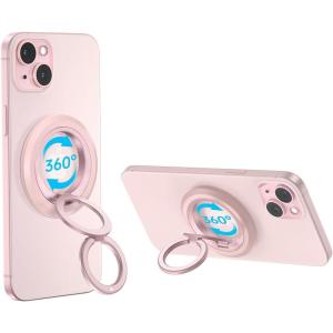 imageSyncwire Magnetic Phone Ring Holder for MagSafe Cell Phone Grip Stand Finger Ring Kickstand With TwoSided Magnetic Compatible iPhone 16 Pro Max 15 14 13 12 Android GreenLight Pink