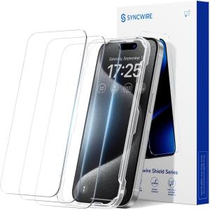 imageSyncwire Screen Protector for iPhone 14 Pro61 inch 3 Pack 10X Military Grade Protection Tempered Glass Easy Installation Frame Full Coverage HD Clear Bubble FreeiPhone 15 Pro