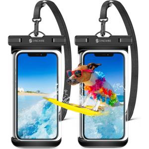 imageSyncwire Waterproof Mobile Phone Case Pack of 2 Underwater Mobile Phone Case 7 Inch Waterproof Mobile Phone Case with Side Buttons Seamless Design for iPhone 14 13 12 11 Pro XS Max Mini SE XR X 8Transparent