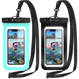 imageSyncwire Waterproof Mobile Phone Case Pack of 2 Underwater Mobile Phone Case 7 Inch Waterproof Mobile Phone Case with Side Buttons Seamless Design for iPhone 14 13 12 11 Pro XS Max Mini SE XR X 8BlackGreen