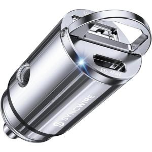 imageUSB C Car Charger Syncwire 90W PD 45W ampamp QC 45W USB Car Charger Adapter Fast Charging Super Mini ampamp All Metal Compatible with iPhone 1514 Pro Max Plus 13 12 Samsung S23S22S21 Pixel iPad RedSilver
