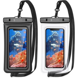 imageSYNCWIRE Waterproof Mobile Phone Case 7 Inches Pack of 2 IPX8 Universal Waterproof Mobile Phone Case for iPhone 16 15 14 13 12 11 Pro Xs Max Mini Se Galaxy S25 S24 S23 S22 S21 S10Black  Transparent
