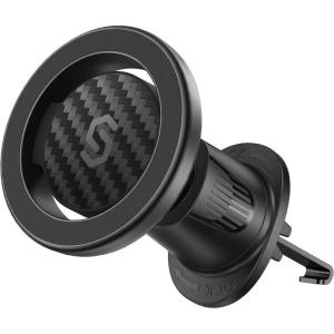 imageSYNCWIRE for MagSafe Car Mount Flexible Rotation Magnetic Phone Holder for Car Vent Hands Free Car Air Vent Phone Holder Clip Universal Compatible with iPhone 16 15 14 13 12 Pro Max PlusCarbon Fiber
