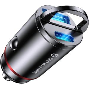 imageUSB C Car Charger Syncwire 60W PD 30W ampamp QC 30W USB Car Charger Adapter Fast Charging Super Mini ampamp All Metal for iPhone 16 Pro Max 15 Plus 14 13 Samsung S25S24 Pixel iPad Road Trip Essentials