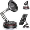 imageSYNCWIRE MagSafe Car Phone Mount 3Axis Double Folding Design Strong Suction Cup Phone Holder 360 Rotation Compatible with iPhone 1215 Series ampamp MagSafe Cases Carbon Fiber Head Gloss Black Arm3Axis  Black
