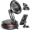 imageSYNCWIRE MagSafe Car Phone Mount 3Axis Double Folding Design Strong Suction Cup Phone Holder 360 Rotation Compatible with iPhone 1215 Series ampamp MagSafe Cases Carbon Fiber Head Gloss Black Arm2Axis  Carbon Fiber