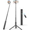 imageSYNCWIRE 62quot Phone Tripod AllinOne Aluminum Selfie Stick Tripod with Bluetooth Remote for iPhone and Android Smartphones Perfect for Selfie Travel Vlog Video Recording and Photography BlackBlack