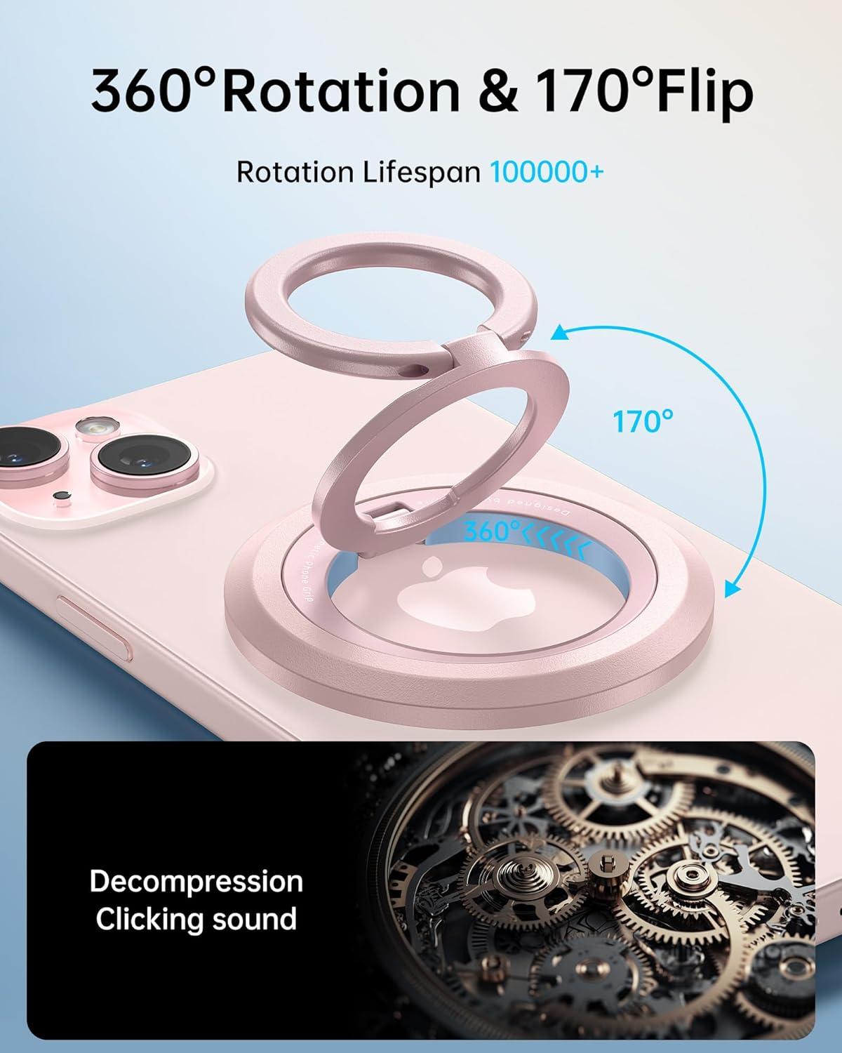 imageSYNCWIRE Magnetic Phone Ring Holder for MagSafe 2 Pack 360 Rotation Dual Sided Magnet Grip Cell Phone Ring Stand Finger Kickstand Compatible with iPhone 17 16 15 14 13 12 Pro Max fits MagSafeDual RingPinkWhite