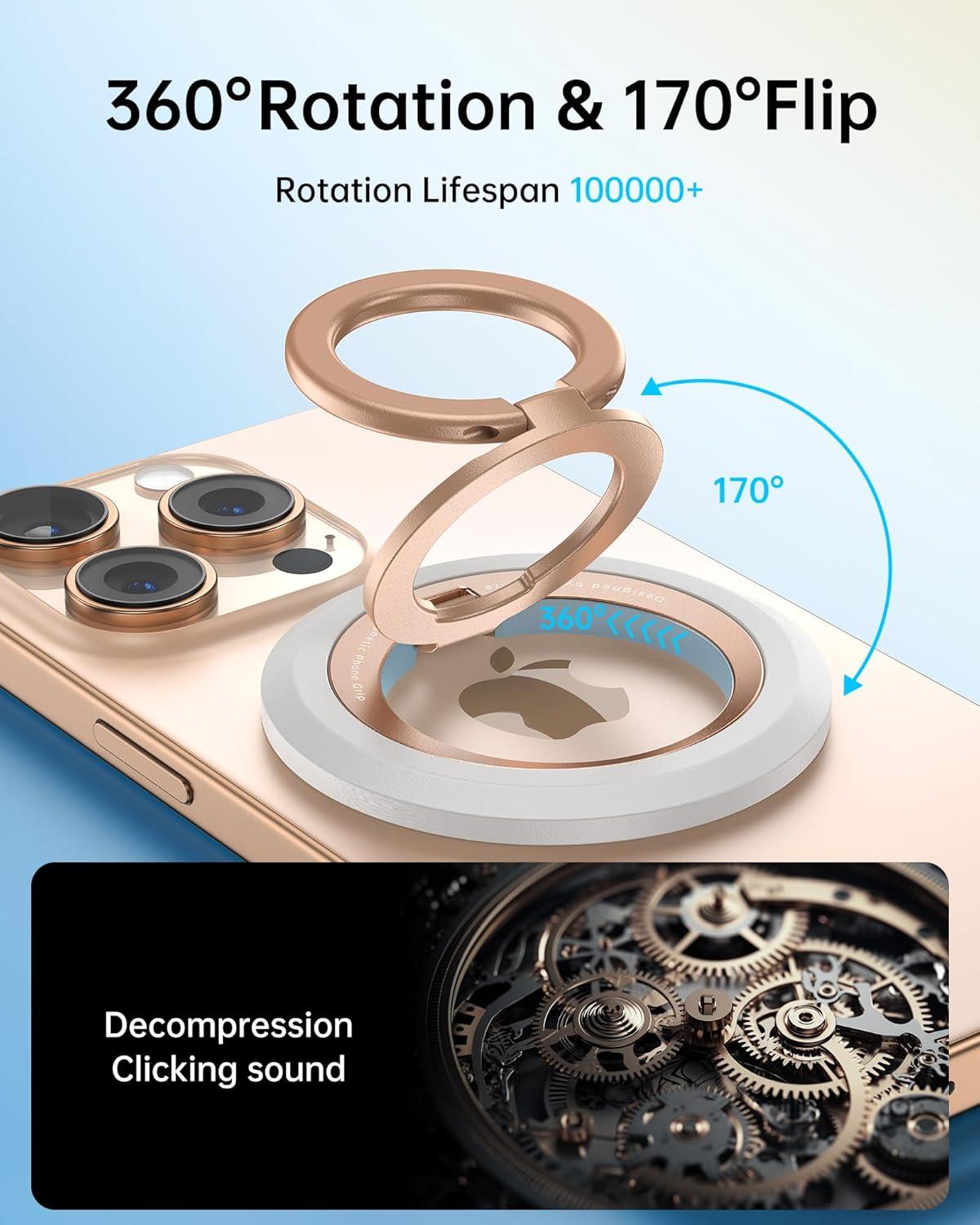 imageSYNCWIRE Magnetic Phone Ring Holder for MagSafe 2 Pack 360 Rotation Dual Sided Magnet Grip Cell Phone Ring Stand Finger Kickstand Compatible with iPhone 17 16 15 14 13 12 Pro Max fits MagSafeDual RingBlackPearl Gold