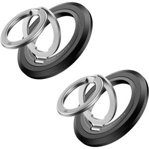 imageSYNCWIRE Magnetic Phone Ring Holder for MagSafe 2 Pack 360 Rotation Dual Sided Magnet Grip Cell Phone Ring Stand Finger Kickstand Compatible with iPhone 17 16 15 14 13 12 Pro Max fits MagSafeDual RingBlackBlack