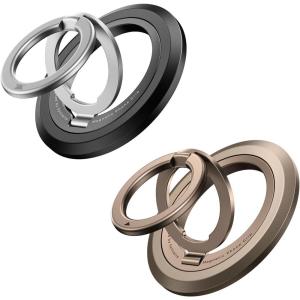 imageSYNCWIRE Magnetic Phone Ring Holder for MagSafe 2 Pack 360 Rotation Dual Sided Magnet Grip Cell Phone Ring Stand Finger Kickstand Compatible with iPhone 17 16 15 14 13 12 Pro Max fits MagSafeDual RingBlackDesert Gold
