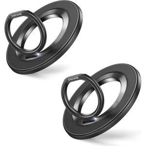 imageSYNCWIRE Magnetic Phone Ring Holder for MagSafe 2 Pack  Magnet Cell Phone Grip Stand Finger Ring Kickstand TwoSided Magnetic Compatible with iPhone 17 Pro Max 16 15 14 13 12 MagSafe AccessoriesSingle RingBlackBlack