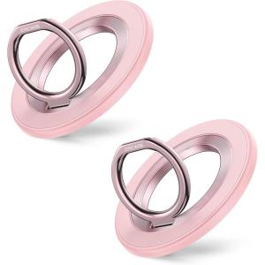 imageSYNCWIRE Magnetic Phone Ring Holder for MagSafe 2 Pack  Magnet Cell Phone Grip Stand Finger Ring Kickstand TwoSided Magnetic Compatible with iPhone 17 Pro Max 16 15 14 13 12 MagSafe AccessoriesSingle RingPinkPink