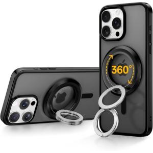 imageSYNCWIRE for MagSafe Ring Phone Holder 360 Rotation Magnetic Cell Phone Grip DualSided Magnets Phone Ring Kickstand Compatible with iPhone 17 16 15 14 13 12 Pro Max MagSafe Android Samsung etcDual RingBlack