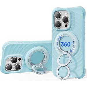 imageSYNCWIRE for MagSafe Ring Phone Holder 360 Rotation Magnetic Cell Phone Grip DualSided Magnets Phone Ring Kickstand Compatible with iPhone 17 16 15 14 13 12 Pro Max MagSafe Android Samsung etcDual RingBlue