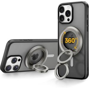 imageSYNCWIRE for MagSafe Ring Phone Holder 360 Rotation Magnetic Cell Phone Grip DualSided Magnets Phone Ring Kickstand Compatible with iPhone 17 16 15 14 13 12 Pro Max MagSafe Android Samsung etcDual RingTitanium