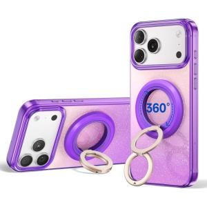 imageSYNCWIRE for MagSafe Ring Phone Holder 360 Rotation Magnetic Cell Phone Grip DualSided Magnets Phone Ring Kickstand Compatible with iPhone 17 16 15 14 13 12 Pro Max MagSafe Android Samsung etcViolet Diva